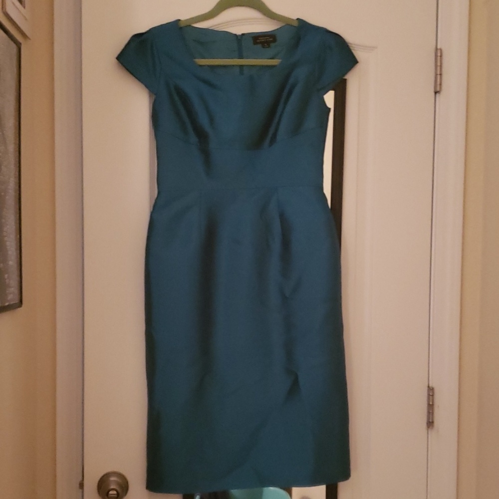 Tahari teal silk dress